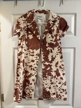 Show Me Your Mumu Cream & Brown Cow Print Button-Front Dress